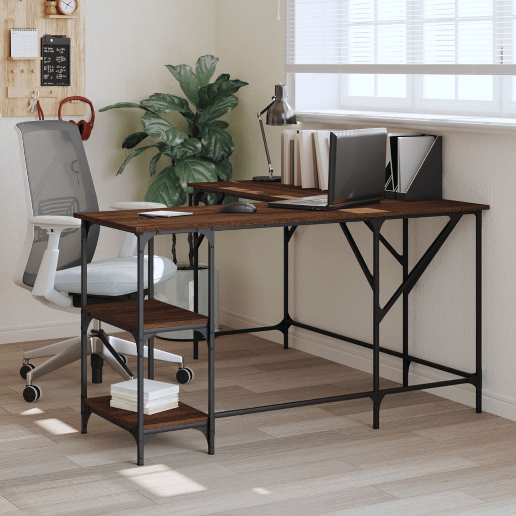 vidaXL Escritorio madera de ingeniería roble marrón 139x139x75 cm