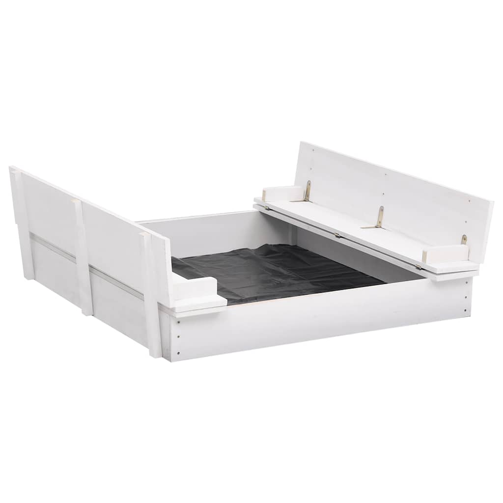 vidaXL Arenero infantil de madera de abeto blanco 95x90x15 cm