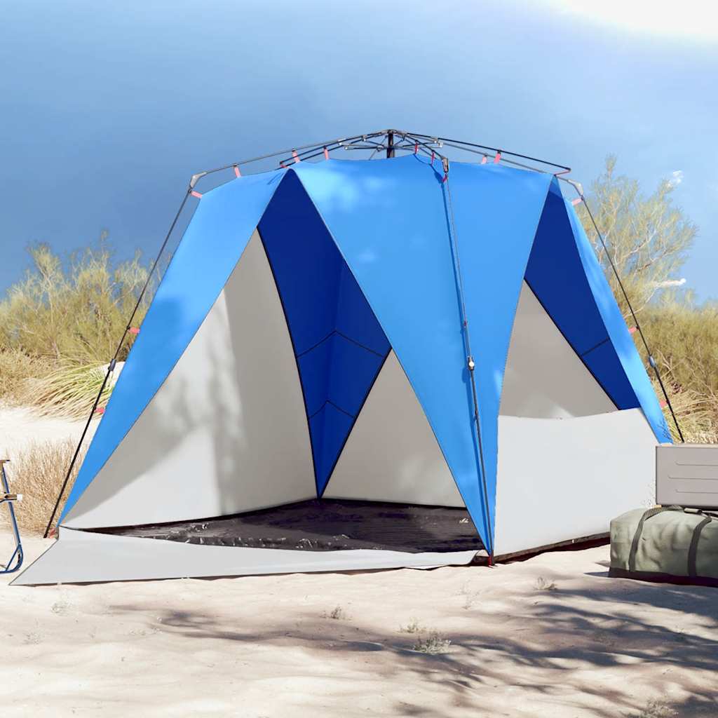 vidaXL Tienda de playa 4 personas impermeable apertura rápida azul