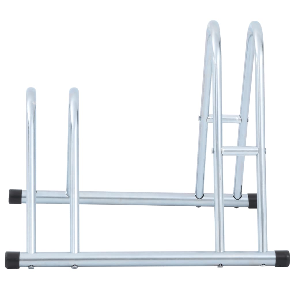 vidaXL Soporte para 2 bicicletas suelo independiente acero galvanizado - Image 3