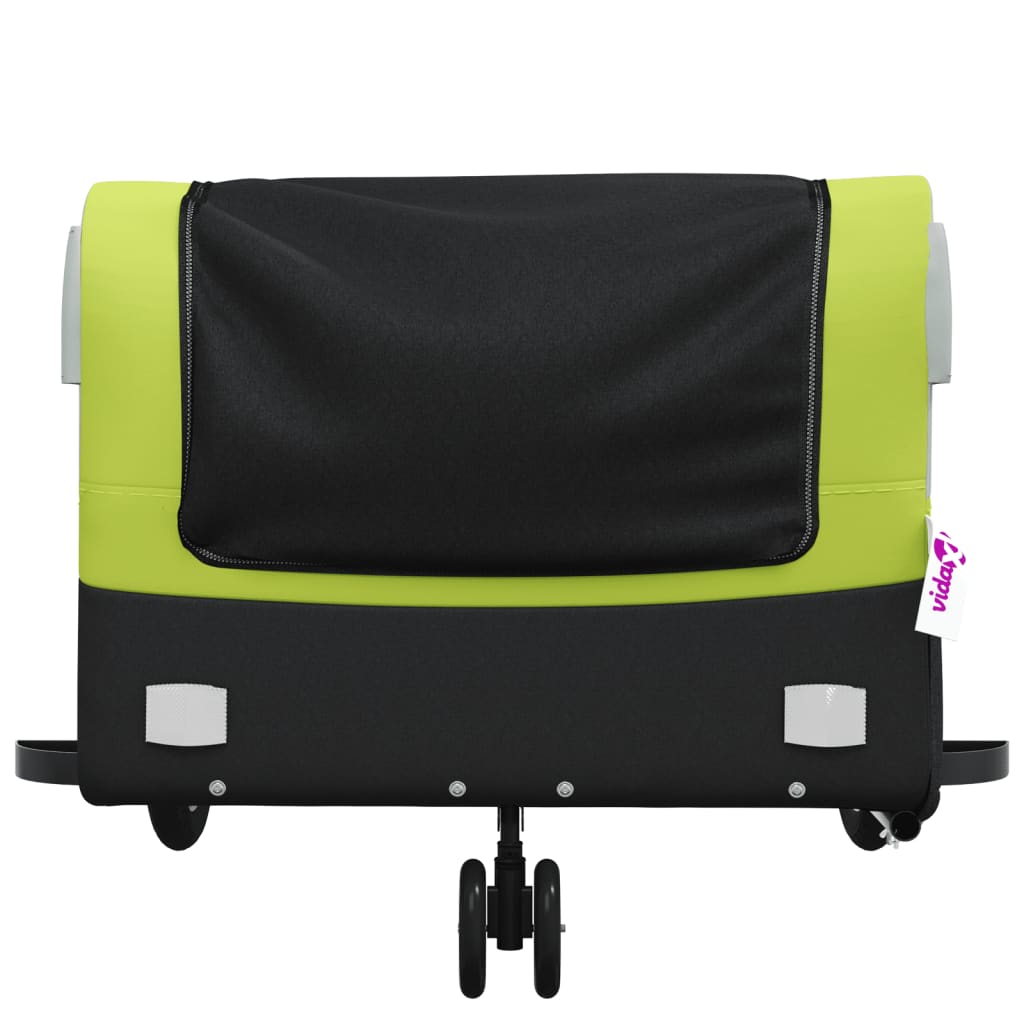 vidaXL Remolque para bicicleta hierro negro y verde 45 kg - Image 6