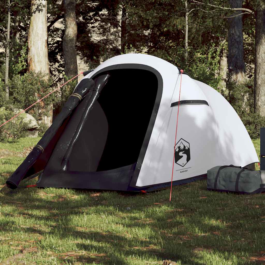 vidaXL Tienda campaña túnel 2 personas tela opaca impermeable blanco