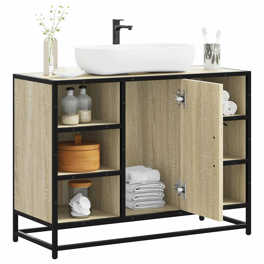 vidaXL Badezimmer-Waschbeckenschrank Sonoma-Eiche 80 x 33 x 60 cm Holzwerkstoff