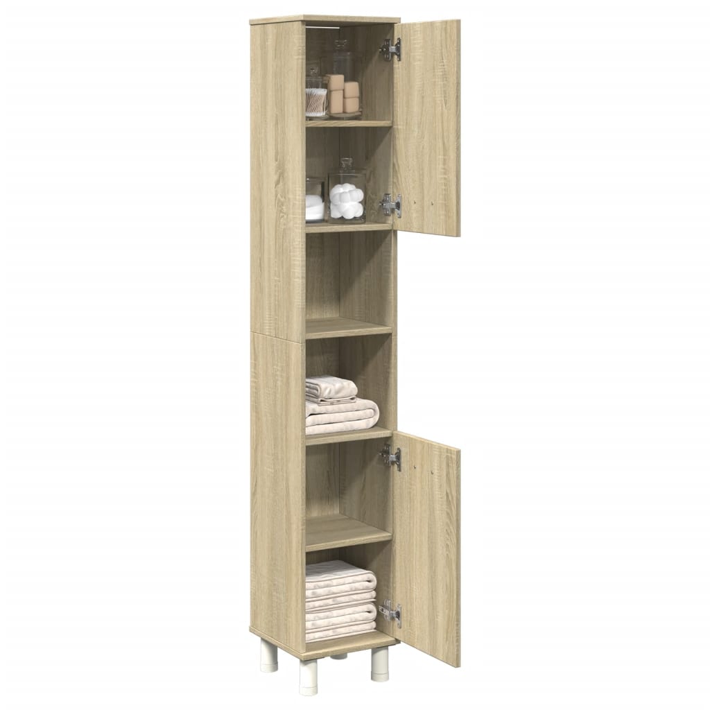 vidaXL Badschrank Sonoma-Eiche 30,5x30x179 cm Holzwerkstoff