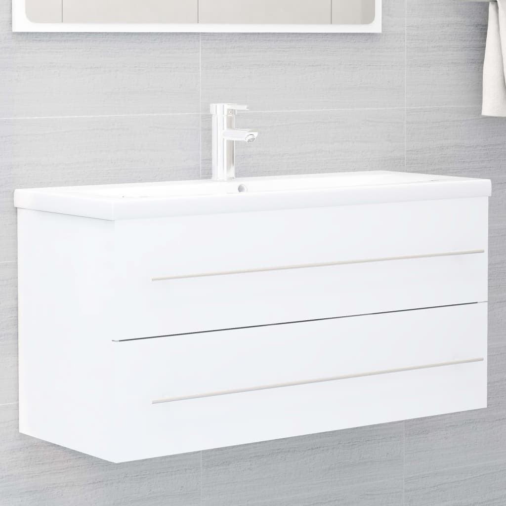 vidaXL Waschbeckenunterschrank Weiß 100x38,5x48 cm Holzwerkstoff