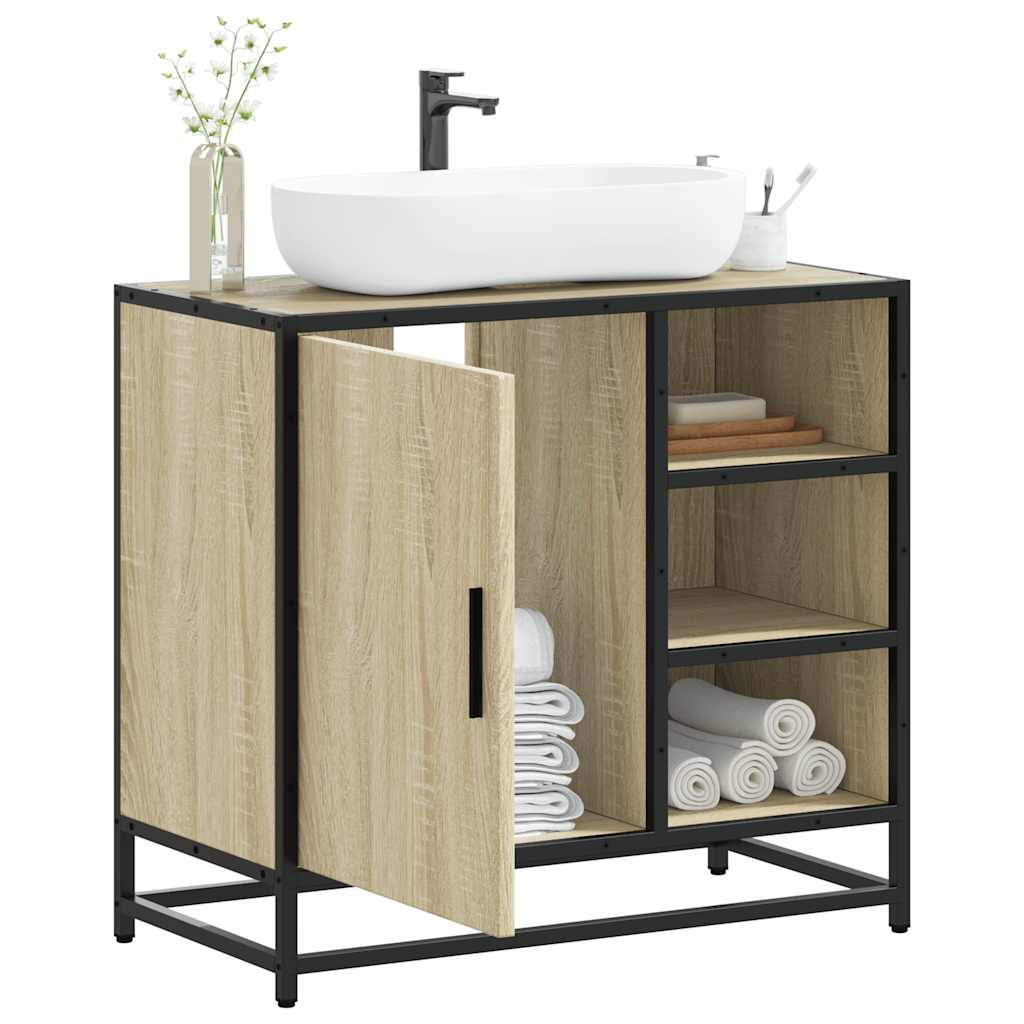 vidaXL Badezimmer-Waschbeckenschrank Sonoma-Eiche 65 x 33 x 60 cm Holzwerkstoff