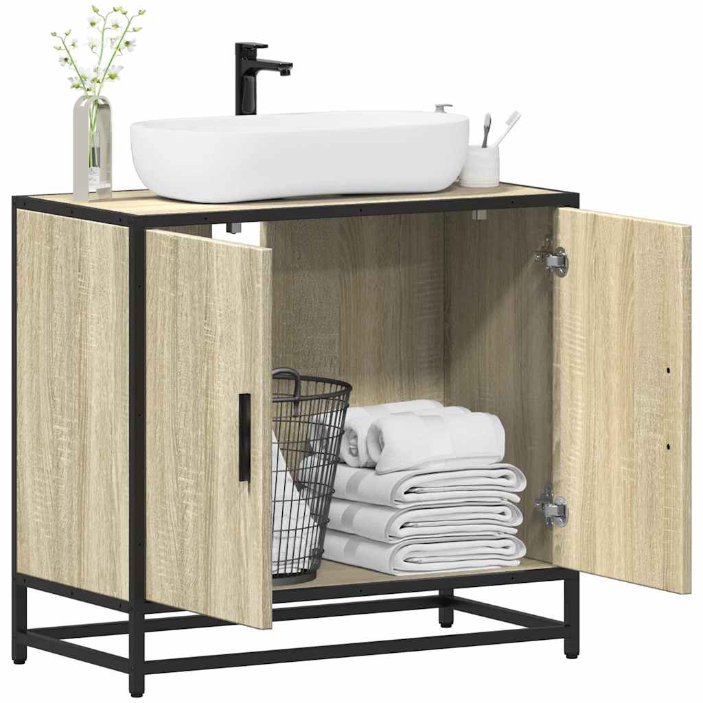 vidaXL Badezimmer-Waschbeckenschrank Sonoma-Eiche 65 x 33 x 60 cm Holzwerkstoff