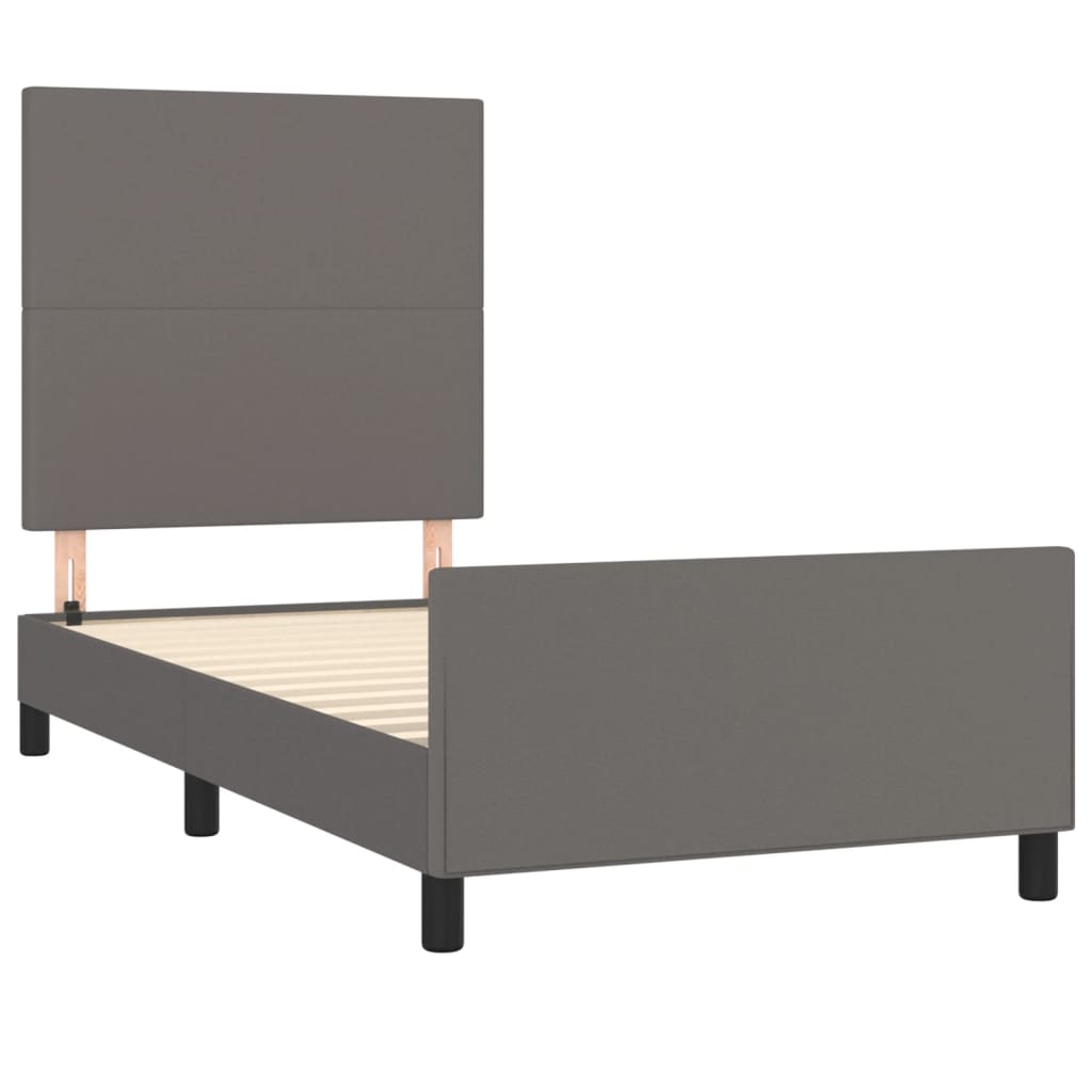 vidaXL Bettgestell mit Kopfteil Grau 100x200 cm Kunstleder - Image 4