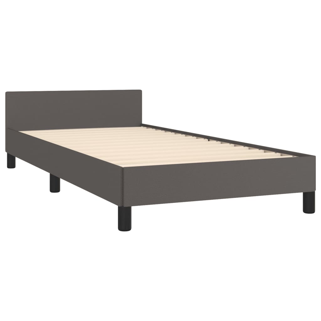vidaXL Bettgestell mit Kopfteil Grau 100x200 cm Kunstleder - Image 5