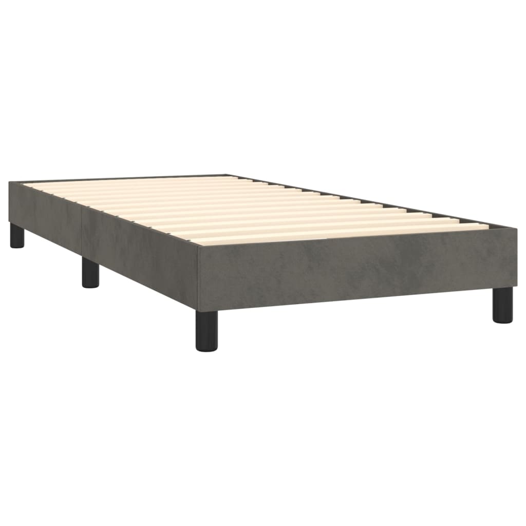 vidaXL Boxspringbett mit Matratze Dunkelgrau 90x200 cm Samt - Image 4