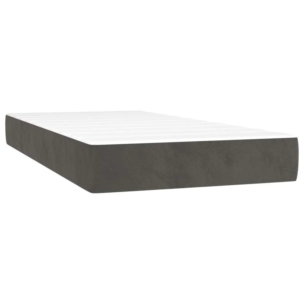 vidaXL Boxspringbett mit Matratze Dunkelgrau 90x200 cm Samt - Image 5