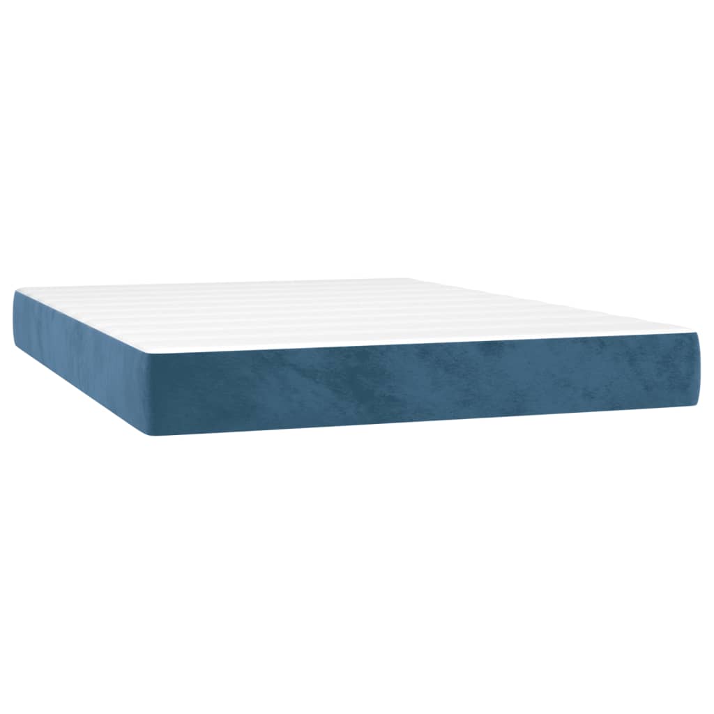 vidaXL Boxspringbett mit Matratze & LED Dunkelblau 140x200 cm Samt - Image 6