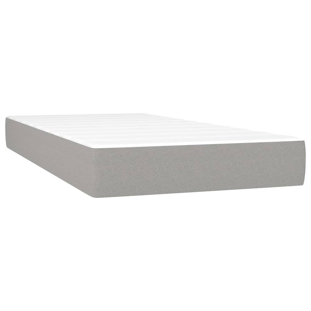 vidaXL Boxspringbett mit Matratze & LED Hellgrau 90x190 cm Stoff - Image 6