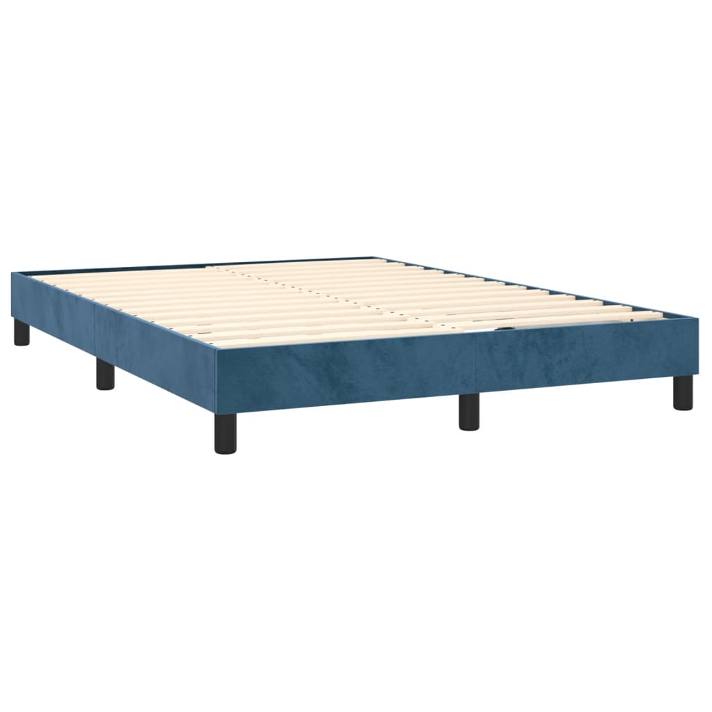 vidaXL Boxspringbett mit Matratze Dunkelblau 140x190 cm Samt - Image 4
