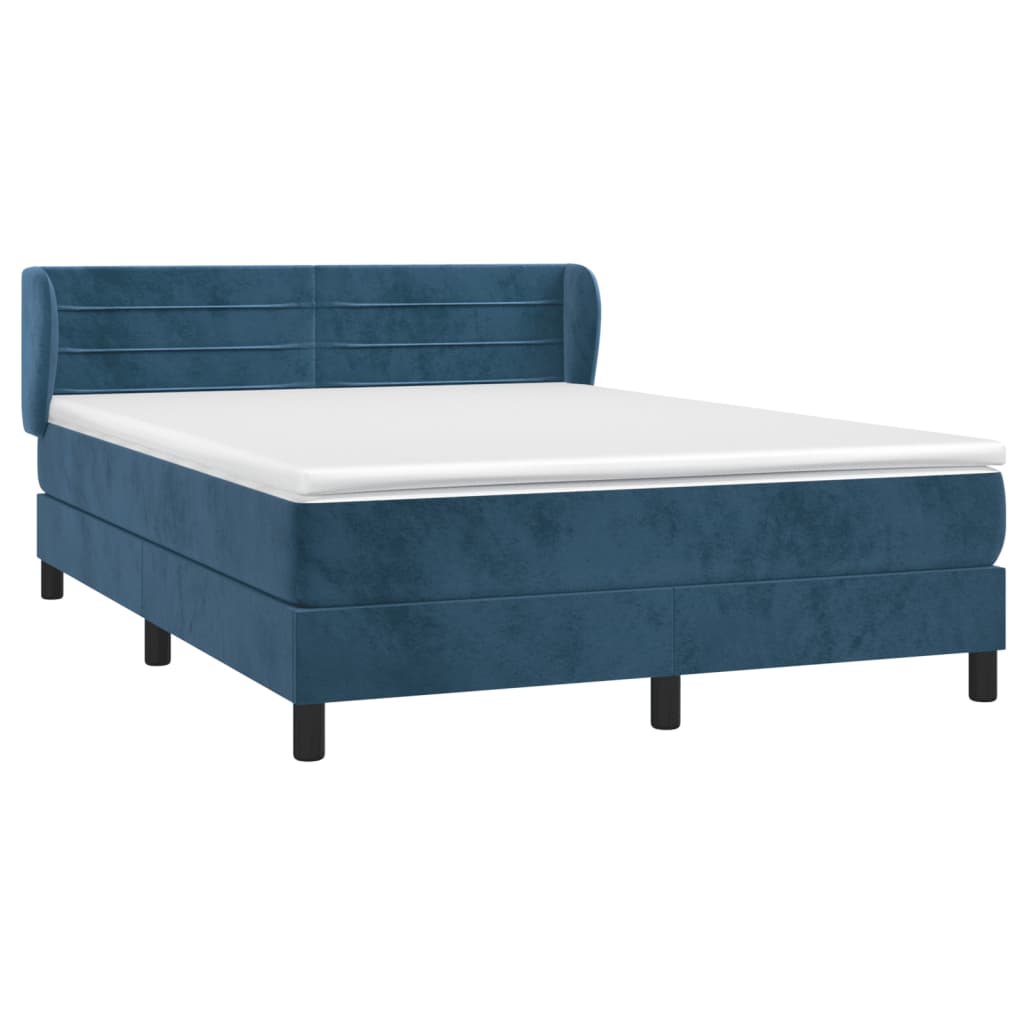 vidaXL Boxspringbett mit Matratze Dunkelblau 140x190 cm Samt - Image 3