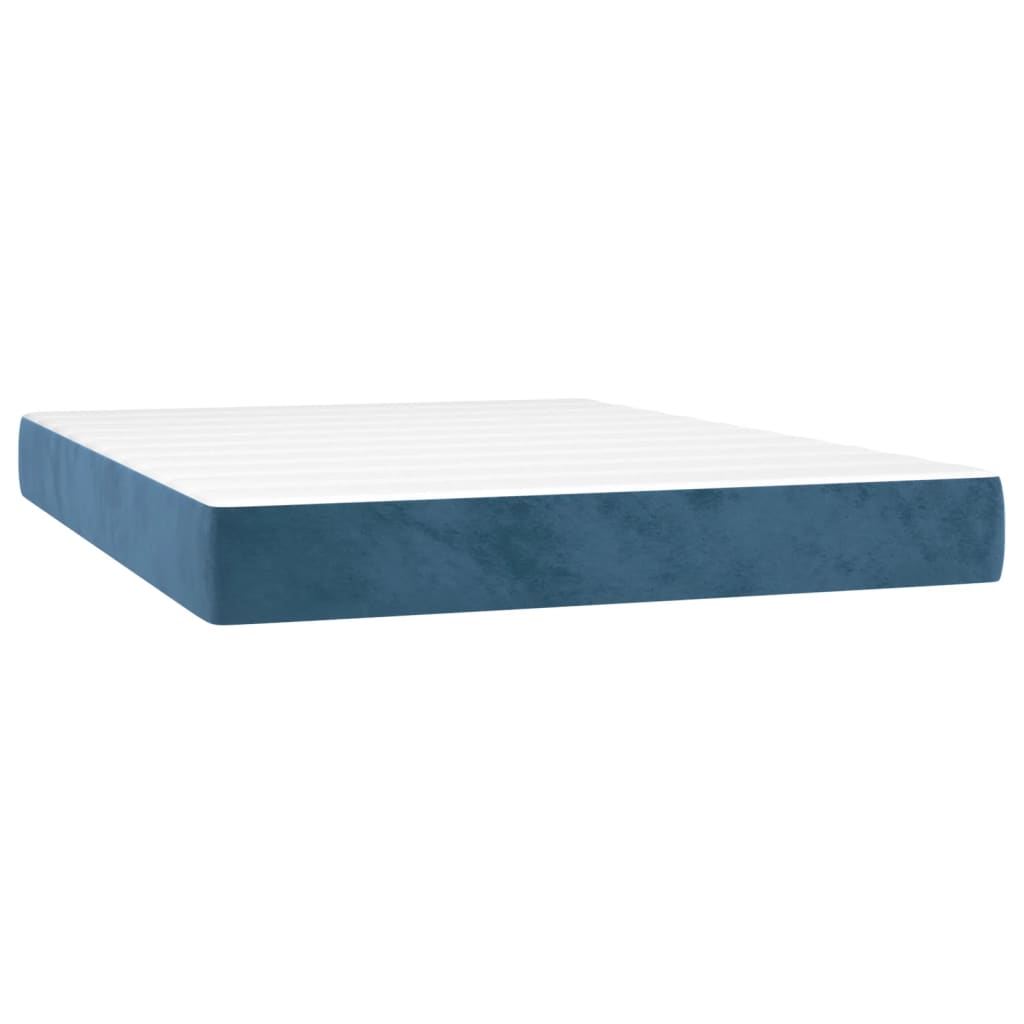 vidaXL Boxspringbett mit Matratze Dunkelblau 140x190 cm Samt - Image 5