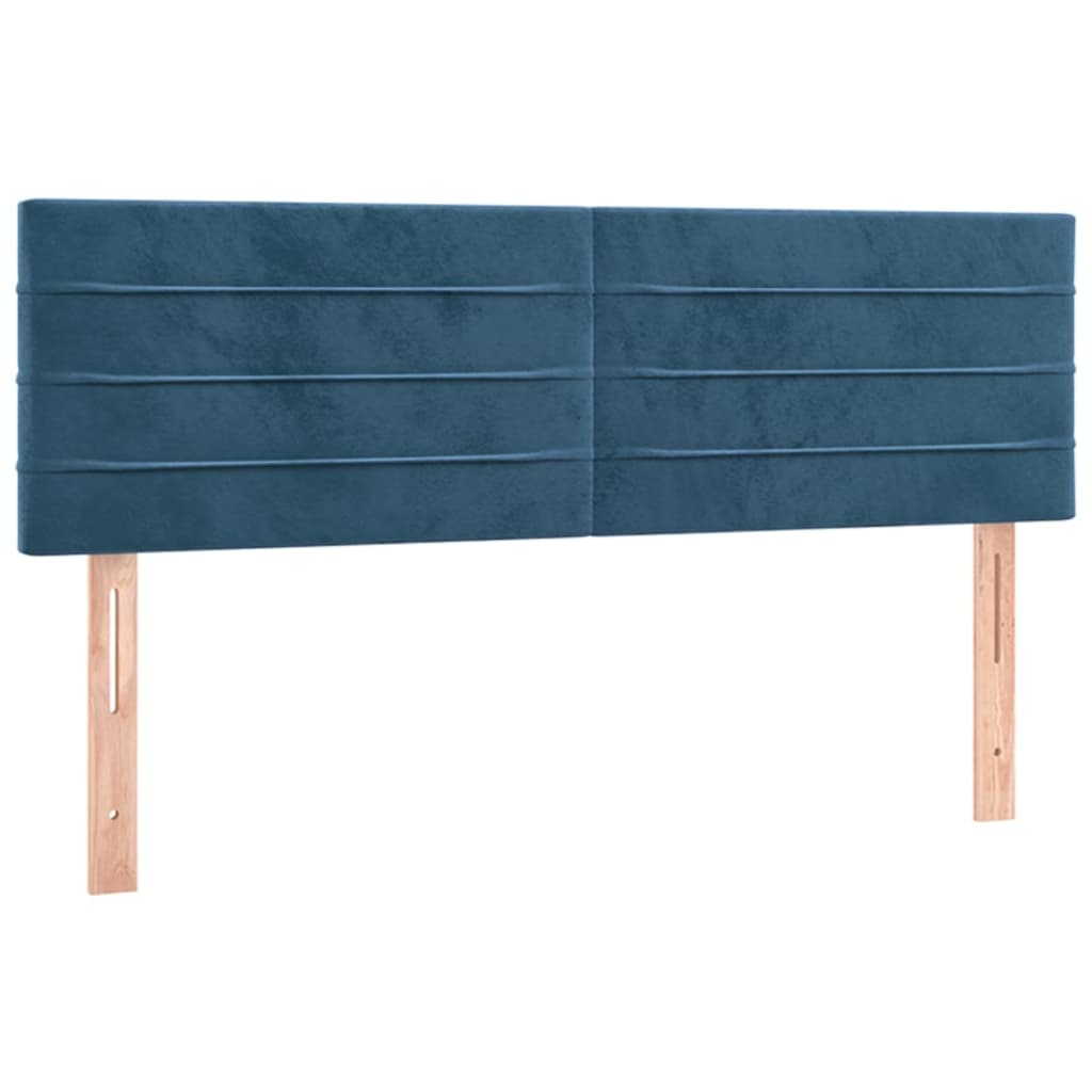 vidaXL Boxspringbett mit Matratze Dunkelblau 140x190 cm Samt - Image 6