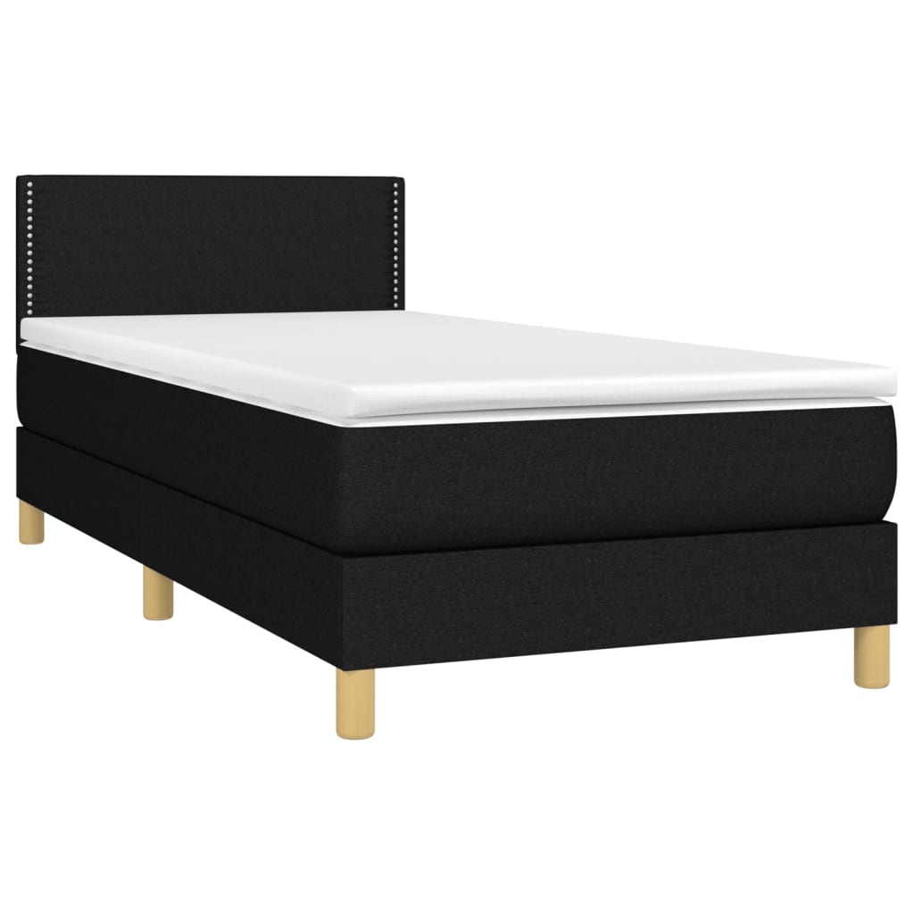 vidaXL Boxspringbett mit Matratze & LED Schwarz 90x200 cm Stoff - Image 3