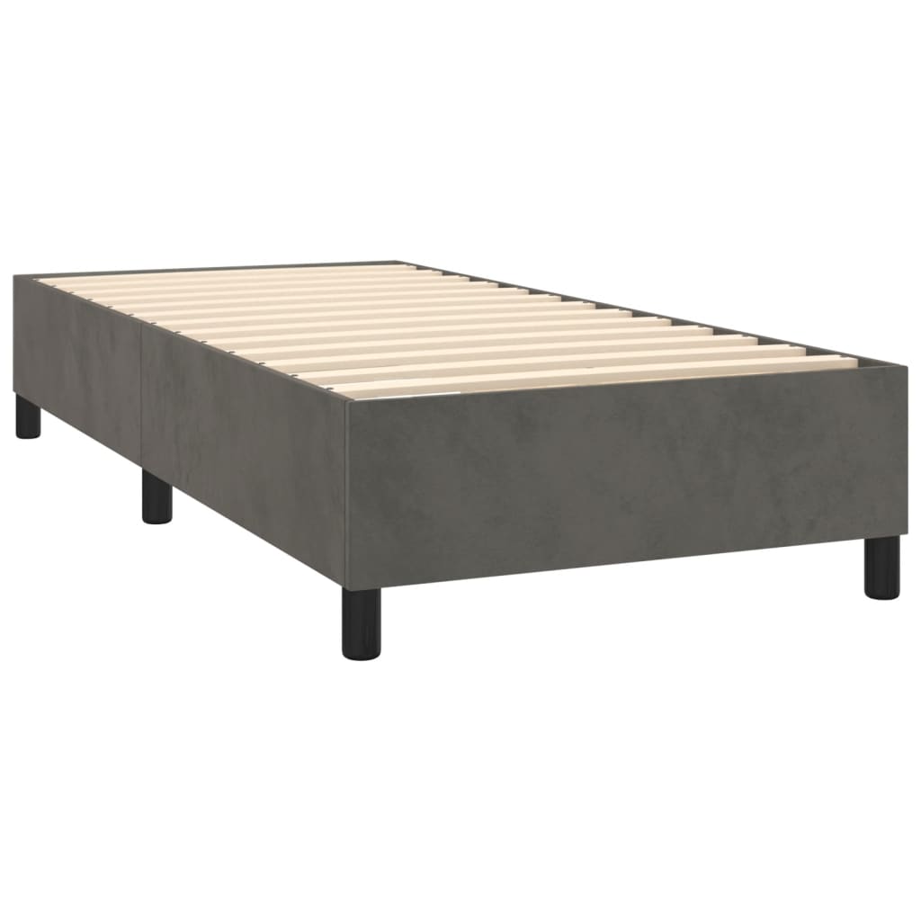 vidaXL Boxspringbett mit Matratze Dunkelgrau 80x200 cm Samt - Image 4