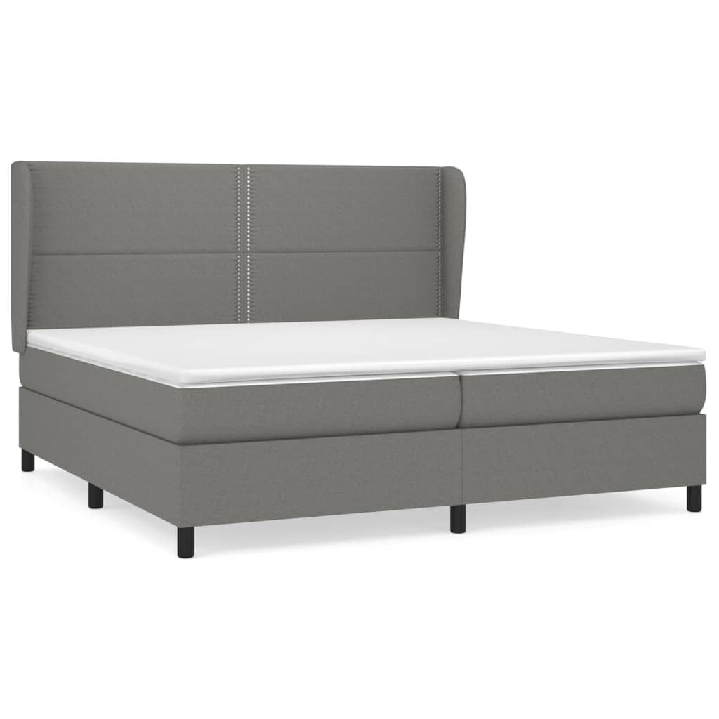 vidaXL Boxspringbett mit Matratze Dunkelgrau 200x200 cm Stoff - Image 2