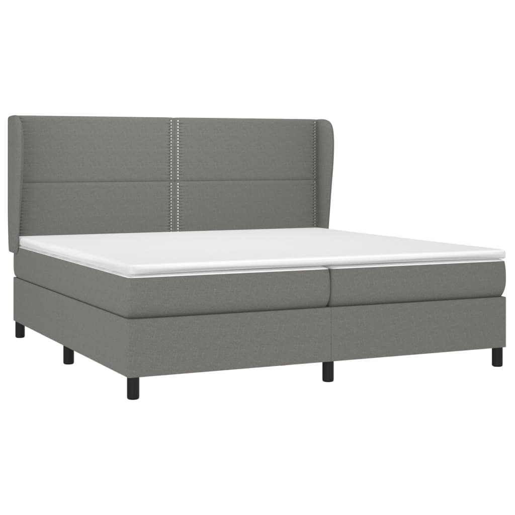 vidaXL Boxspringbett mit Matratze Dunkelgrau 200x200 cm Stoff - Image 3