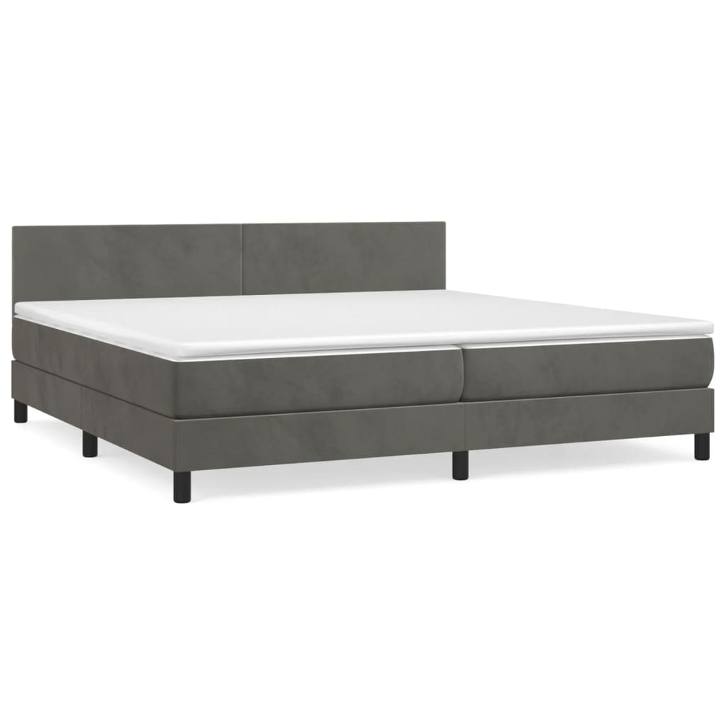 vidaXL Boxspringbett mit Matratze Dunkelgrau 200x200 cm Samt - Image 2