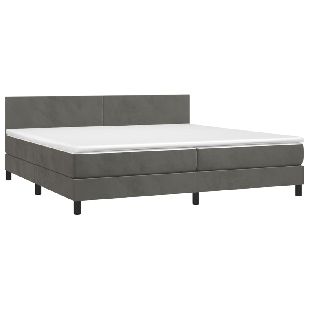vidaXL Boxspringbett mit Matratze Dunkelgrau 200x200 cm Samt - Image 3