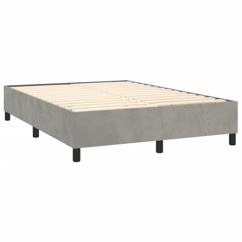 vidaXL Boxspringbett mit Matratze Hellgrau 140x200 cm Samt - Image 4
