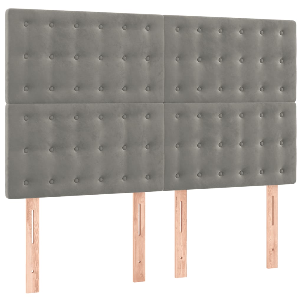 vidaXL Boxspringbett mit Matratze Hellgrau 140x200 cm Samt - Image 6