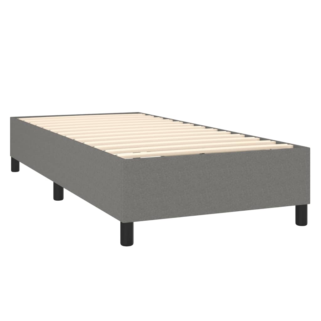 vidaXL Boxspringbett mit Matratze & LED Dunkelgrau 90x190 cm Stoff - Image 5