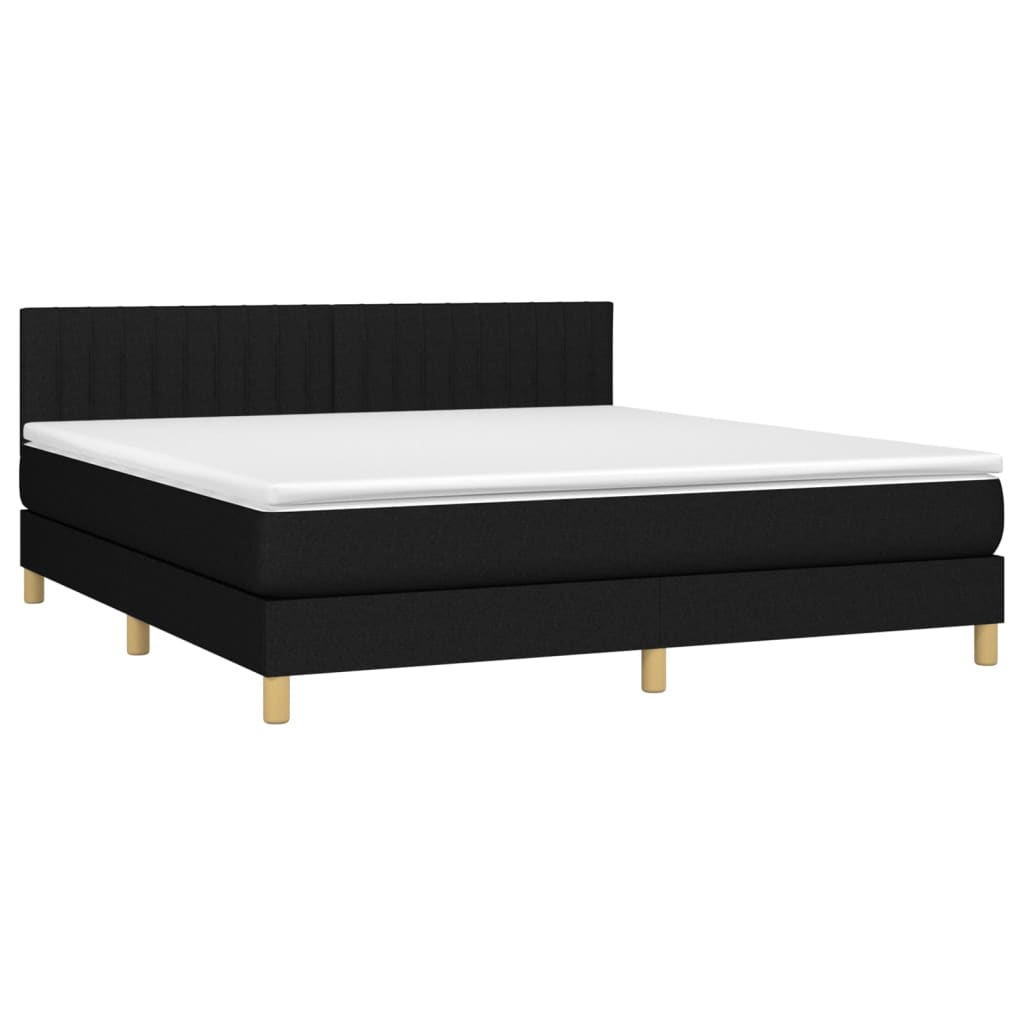 vidaXL Boxspringbett mit Matratze & LED Schwarz 180x200 cm Stoff - Image 4