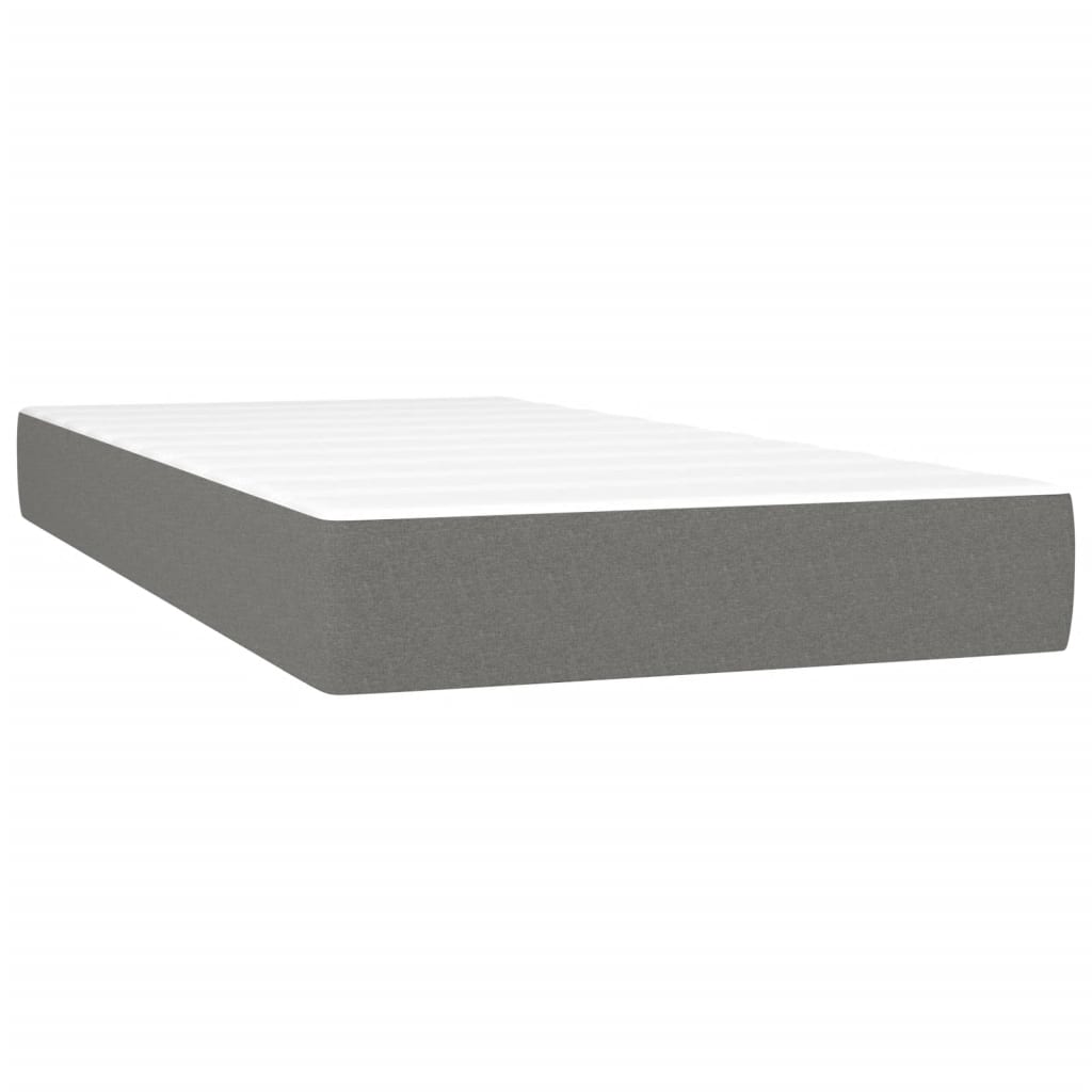vidaXL Boxspringbett mit Matratze & LED Dunkelgrau 90x190 cm Stoff - Image 6