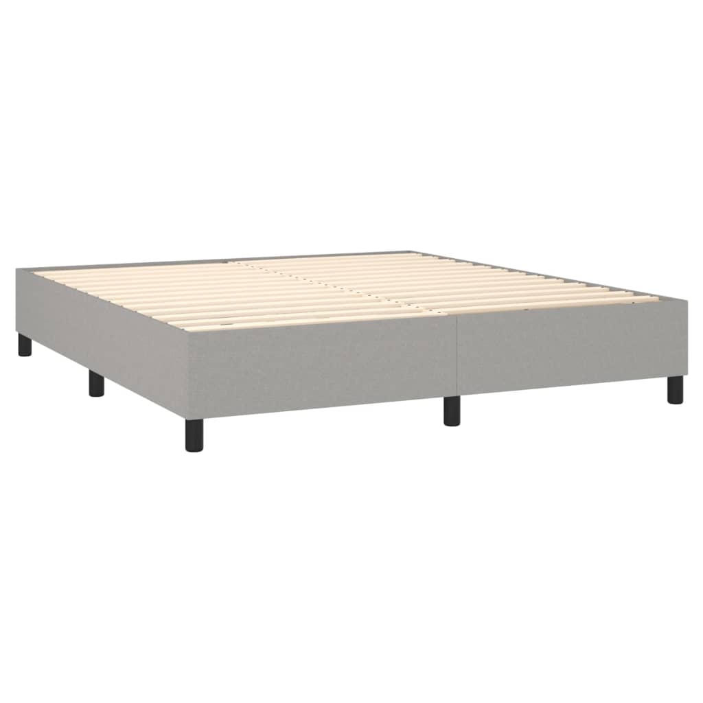 vidaXL Boxspringbett mit Matratze & LED Hellgrau 180x200 cm Stoff - Image 5