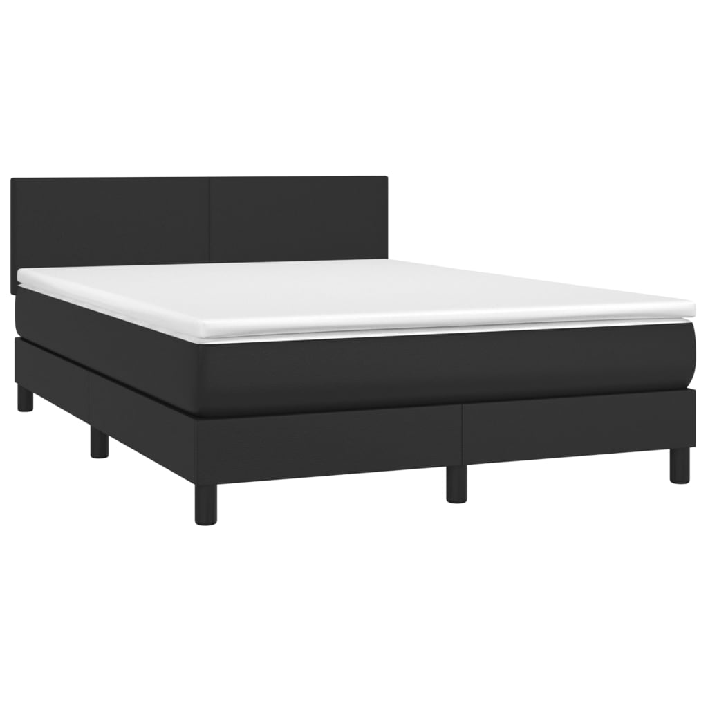 vidaXL Boxspringbett mit Matratze & LED Schwarz 140x200 cm Kunstleder - Image 3