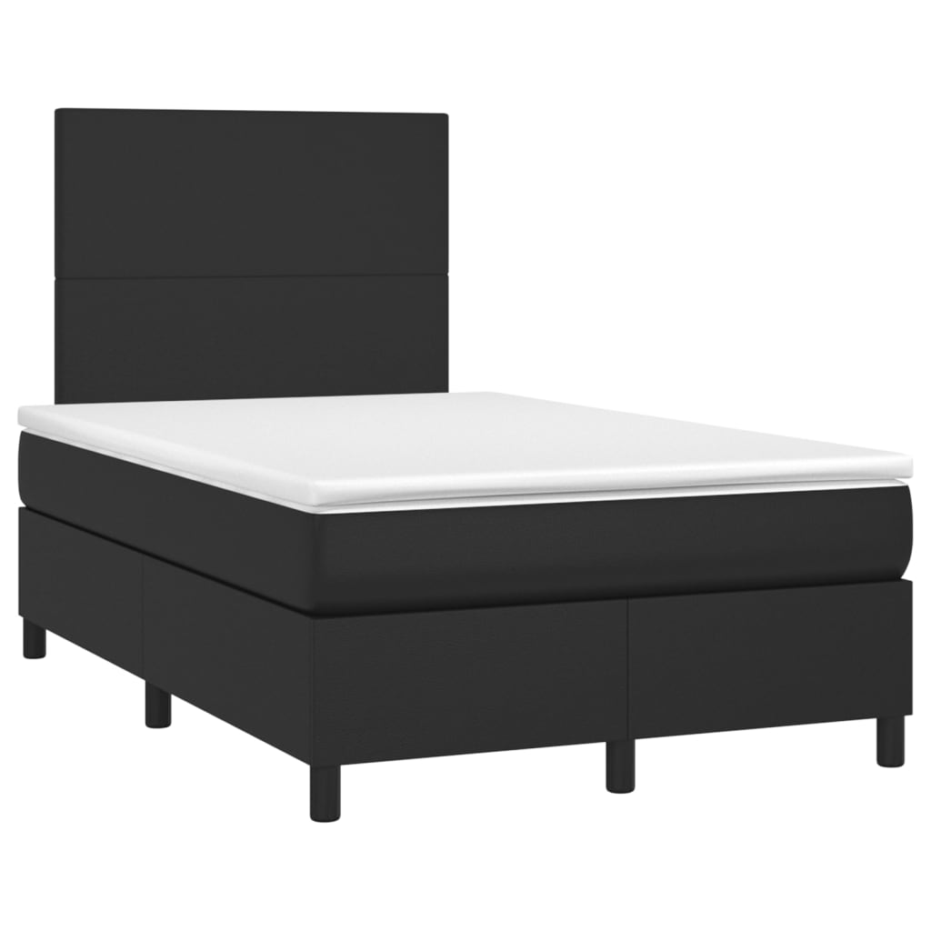 vidaXL Boxspringbett mit Matratze & LED Schwarz 120x200 cm Kunstleder - Image 3