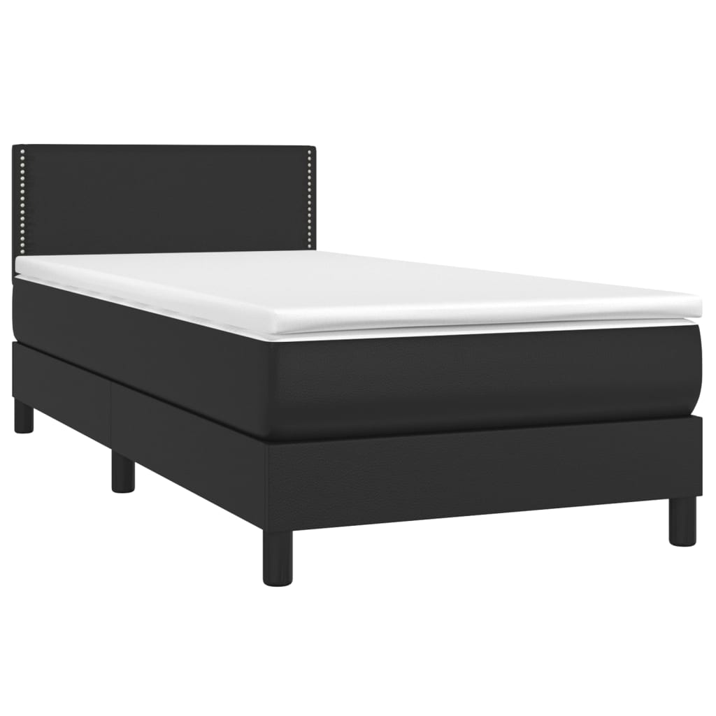 vidaXL Boxspringbett mit Matratze & LED Schwarz 90x190 cm Kunstleder - Image 3