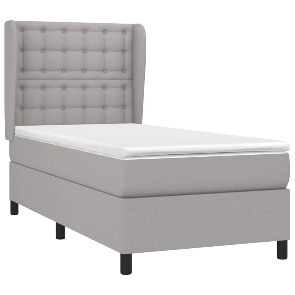vidaXL Boxspringbett mit Matratze Hellgrau 90x190 cm Stoff - Image 3