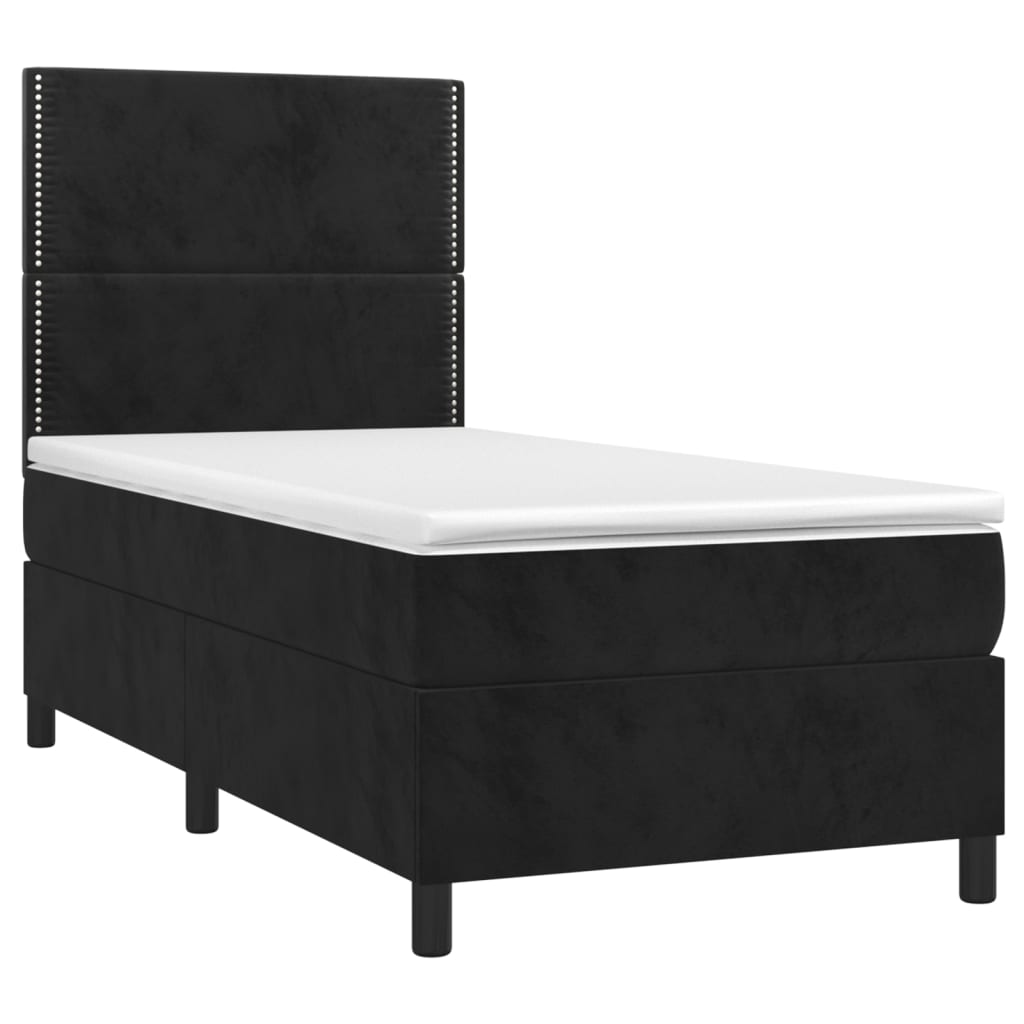 vidaXL Boxspringbett mit Matratze & LED Schwarz 80x200 cm Samt - Image 3