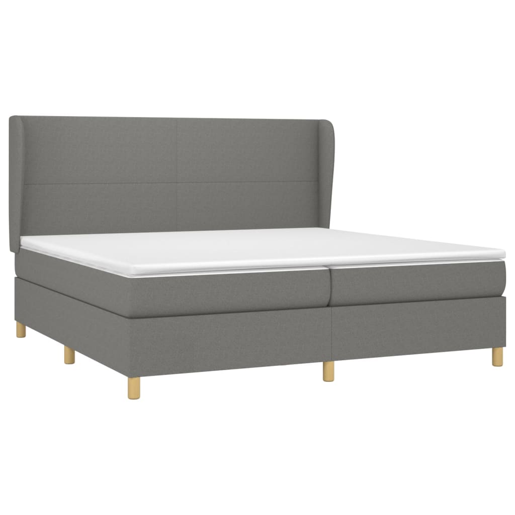 vidaXL Boxspringbett mit Matratze Dunkelgrau 200x200 cm Stoff - Image 3