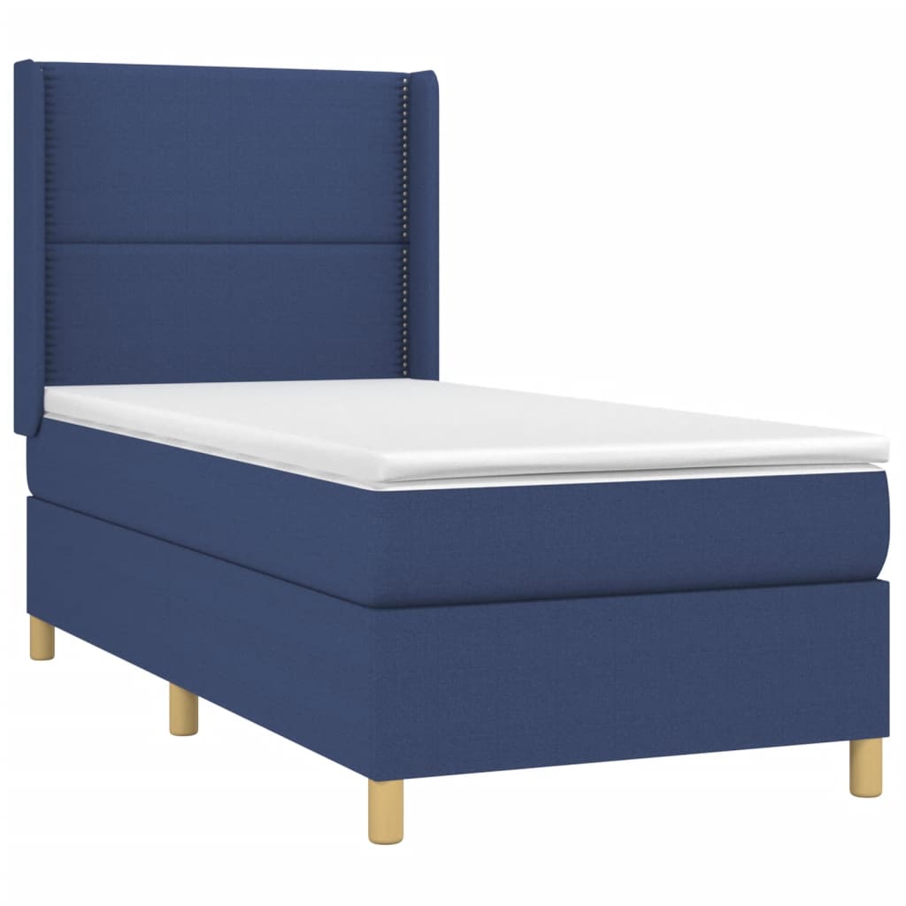 vidaXL Boxspringbett mit Matratze & LED Blau 90x200 cm Stoff - Image 4