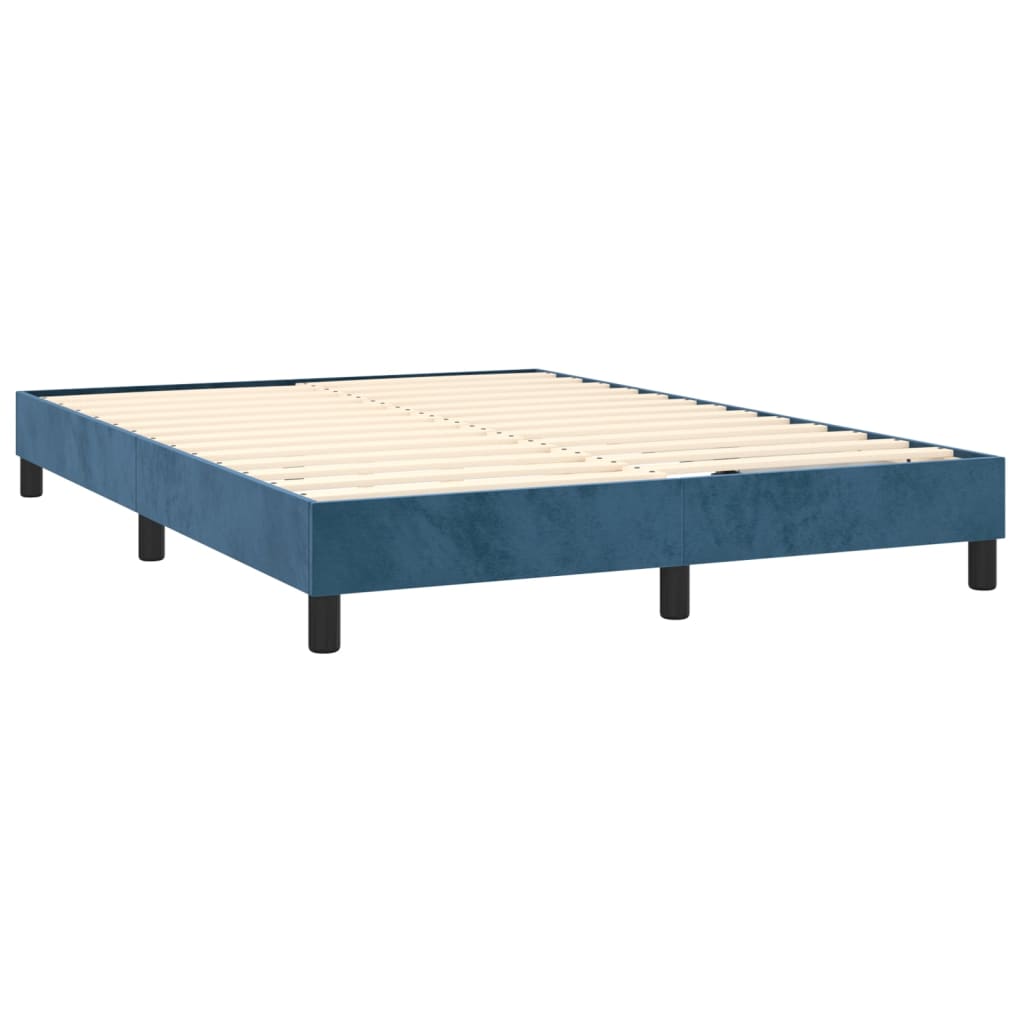 vidaXL Boxspringbett mit Matratze Dunkelblau 140x190 cm Samt - Image 4