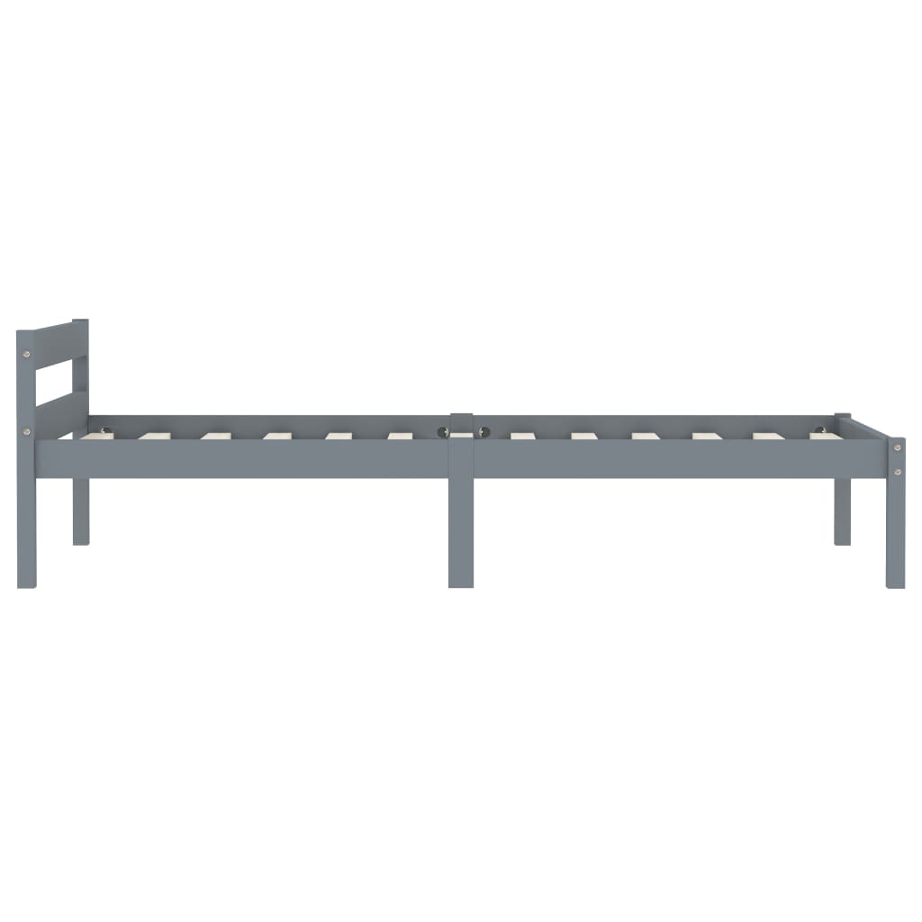 vidaXL Massivholzbett Grau Kiefer 90x200 cm - Image 4