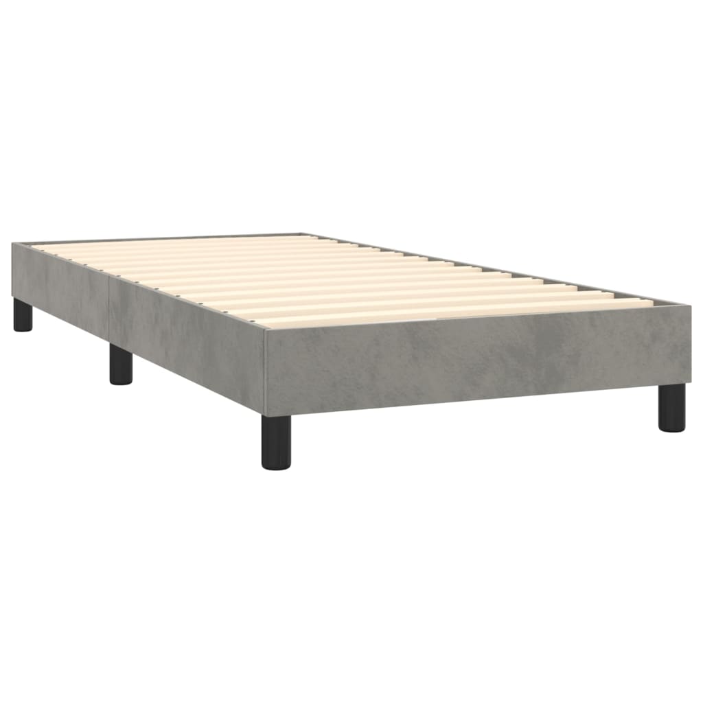 vidaXL Boxspringbett mit Matratze & LED Hellgrau 90x200 cm Samt - Image 5
