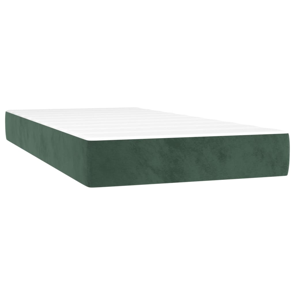vidaXL Boxspringbett mit Matratze & LED Dunkelgrün 80x200 cm Samt - Image 6