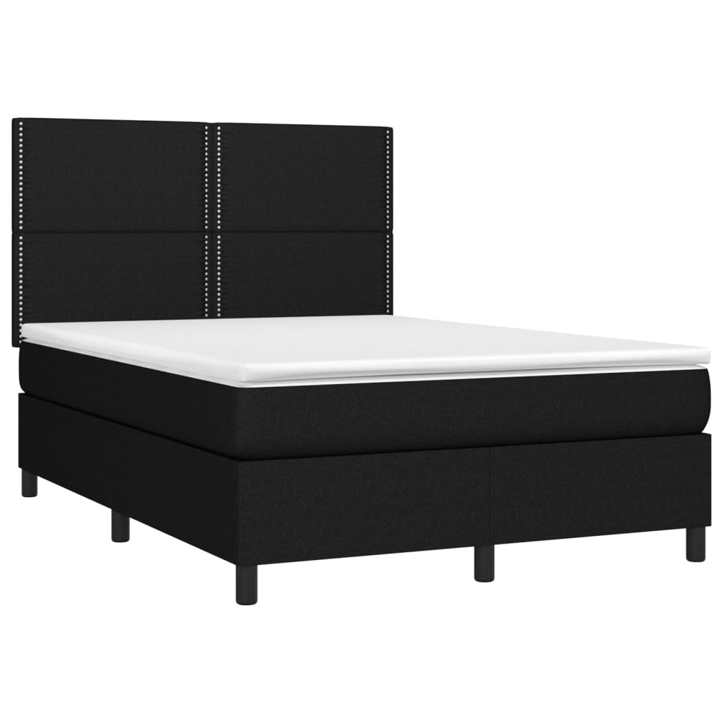 vidaXL Boxspringbett mit Matratze Schwarz 140x200 cm Stoff - Image 3