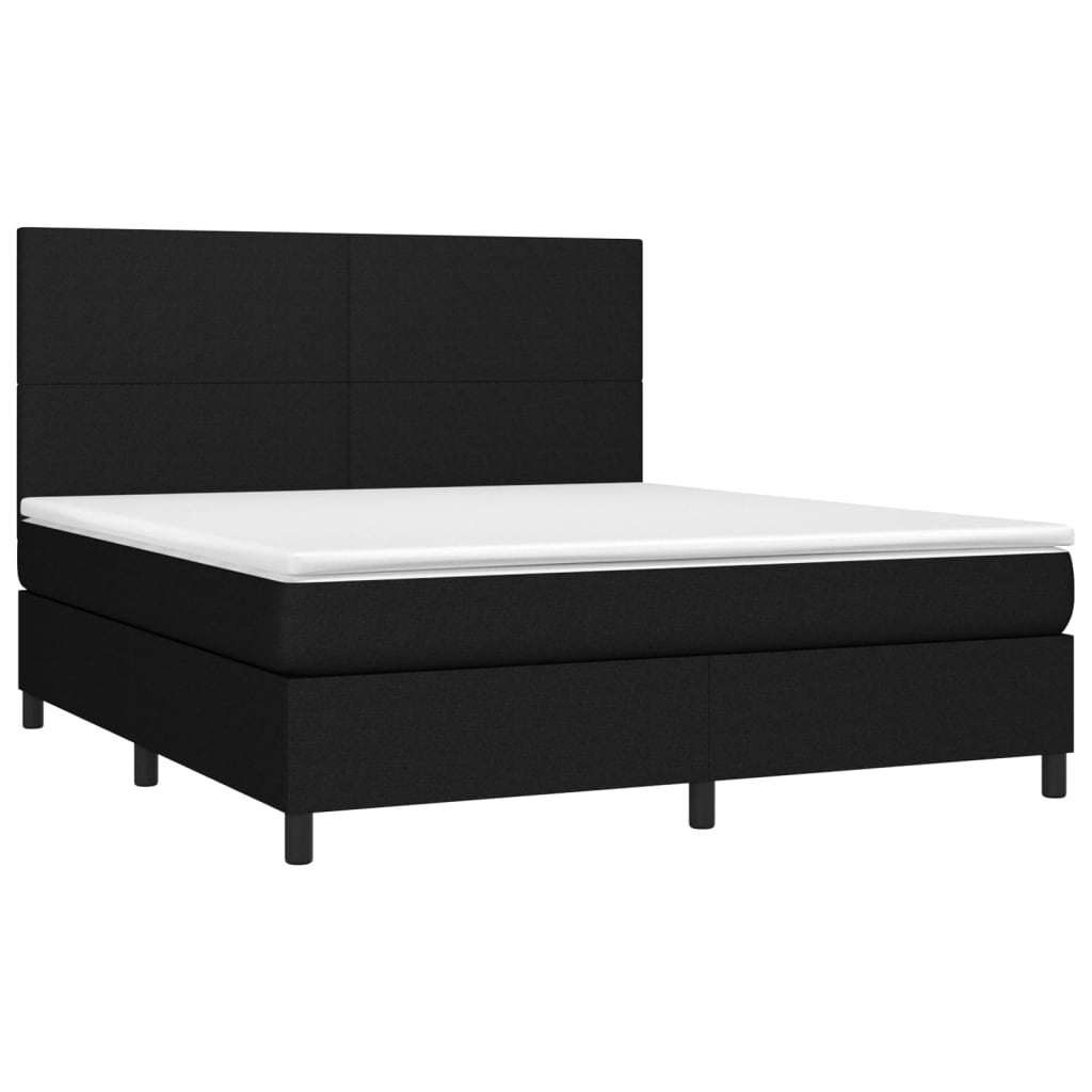 vidaXL Boxspringbett mit Matratze & LED Schwarz 180x200 cm Stoff - Image 3