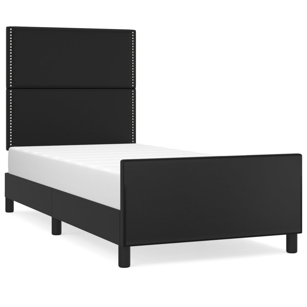 vidaXL Bettgestell mit Kopfteil Schwarz 90x190 cm Kunstleder - Image 2