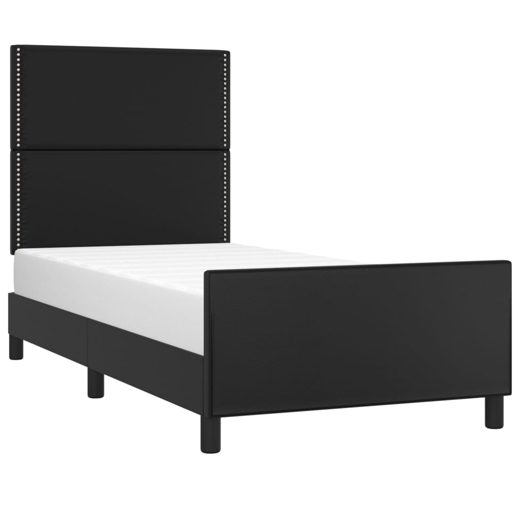 vidaXL Bettgestell mit Kopfteil Schwarz 90x190 cm Kunstleder - Image 3