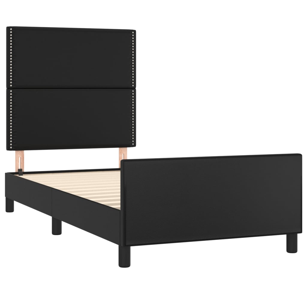 vidaXL Bettgestell mit Kopfteil Schwarz 90x190 cm Kunstleder - Image 4
