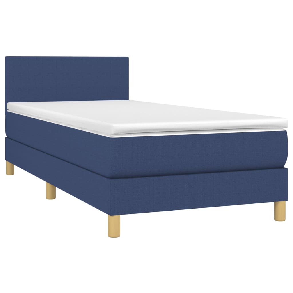 vidaXL Boxspringbett mit Matratze & LED Blau 90x200 cm Stoff - Image 3